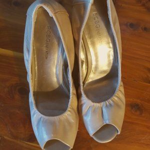 BCBG natural peep toe pumps